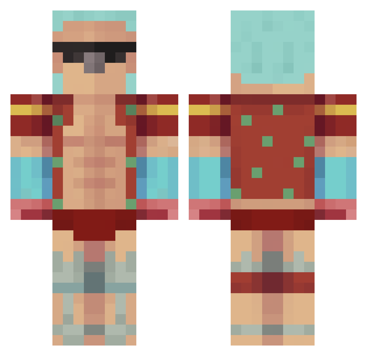 LogLoggington Minecraft skin, front and back view
