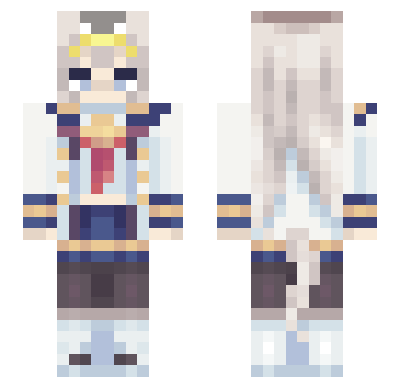 Voiker1 Minecraft skin, front and back view