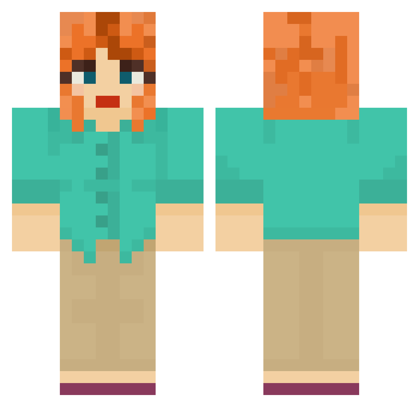 YaMumLasagna Minecraft skin, front and back view