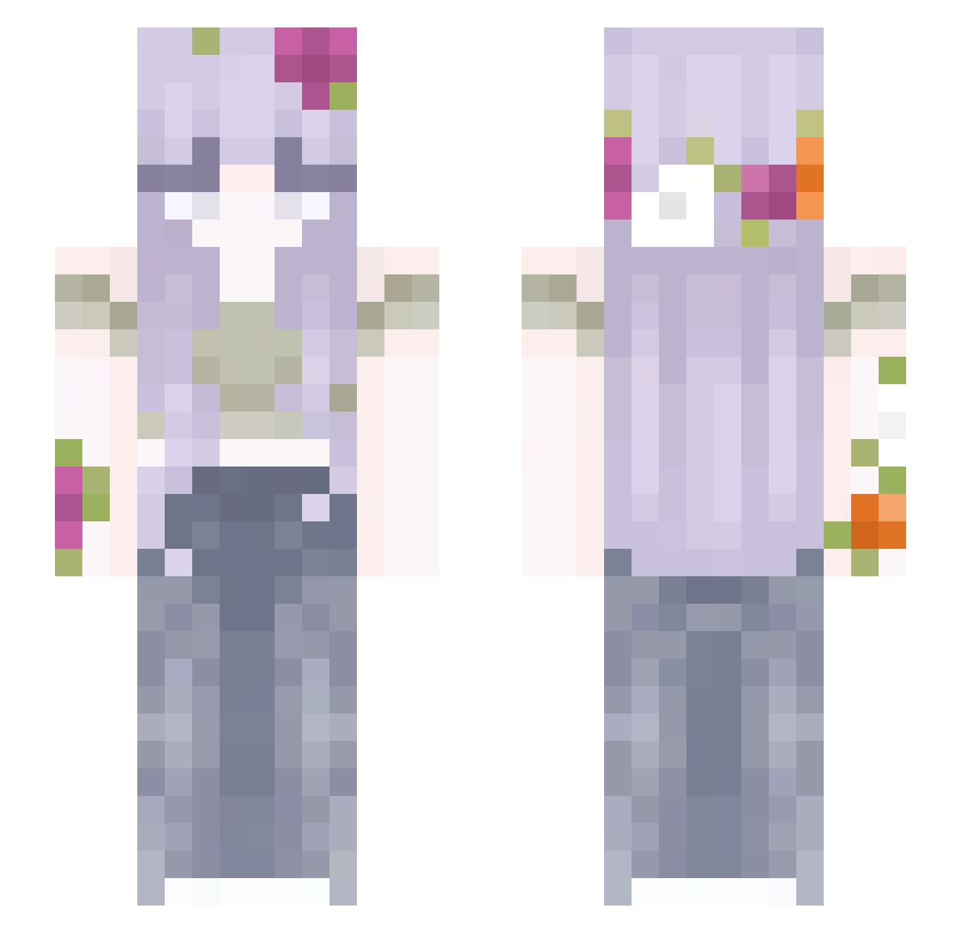 Sapphisch Minecraft skin, front and back view
