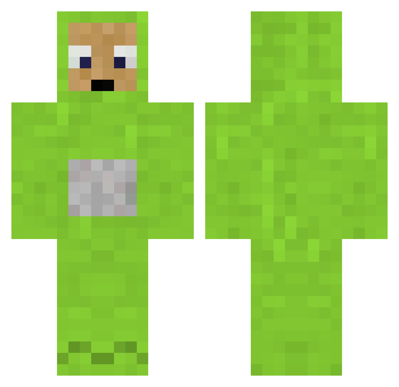 Poulet89300 Minecraft skin, front and back view