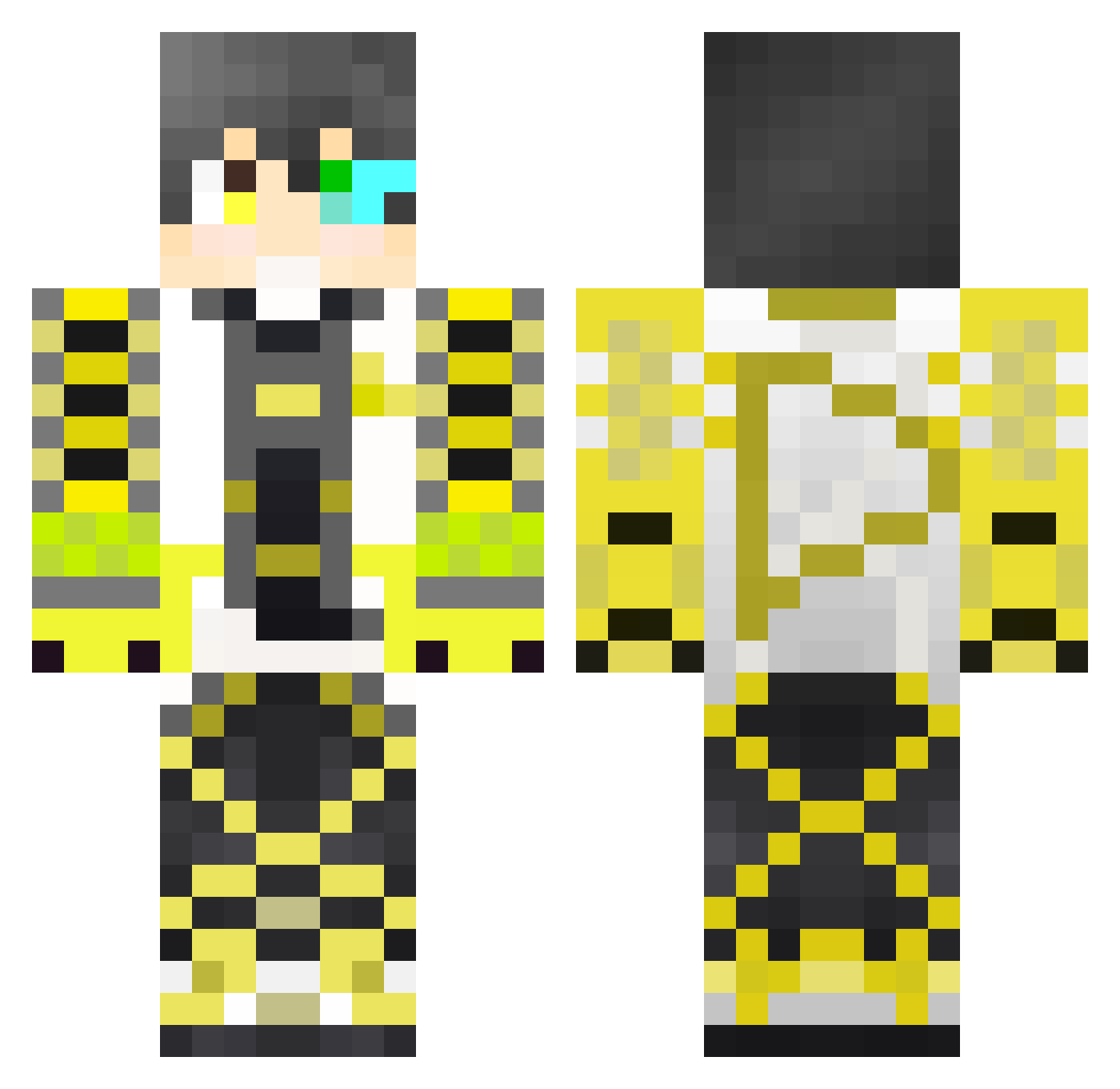 yellowish Minecraft skin, front and back view