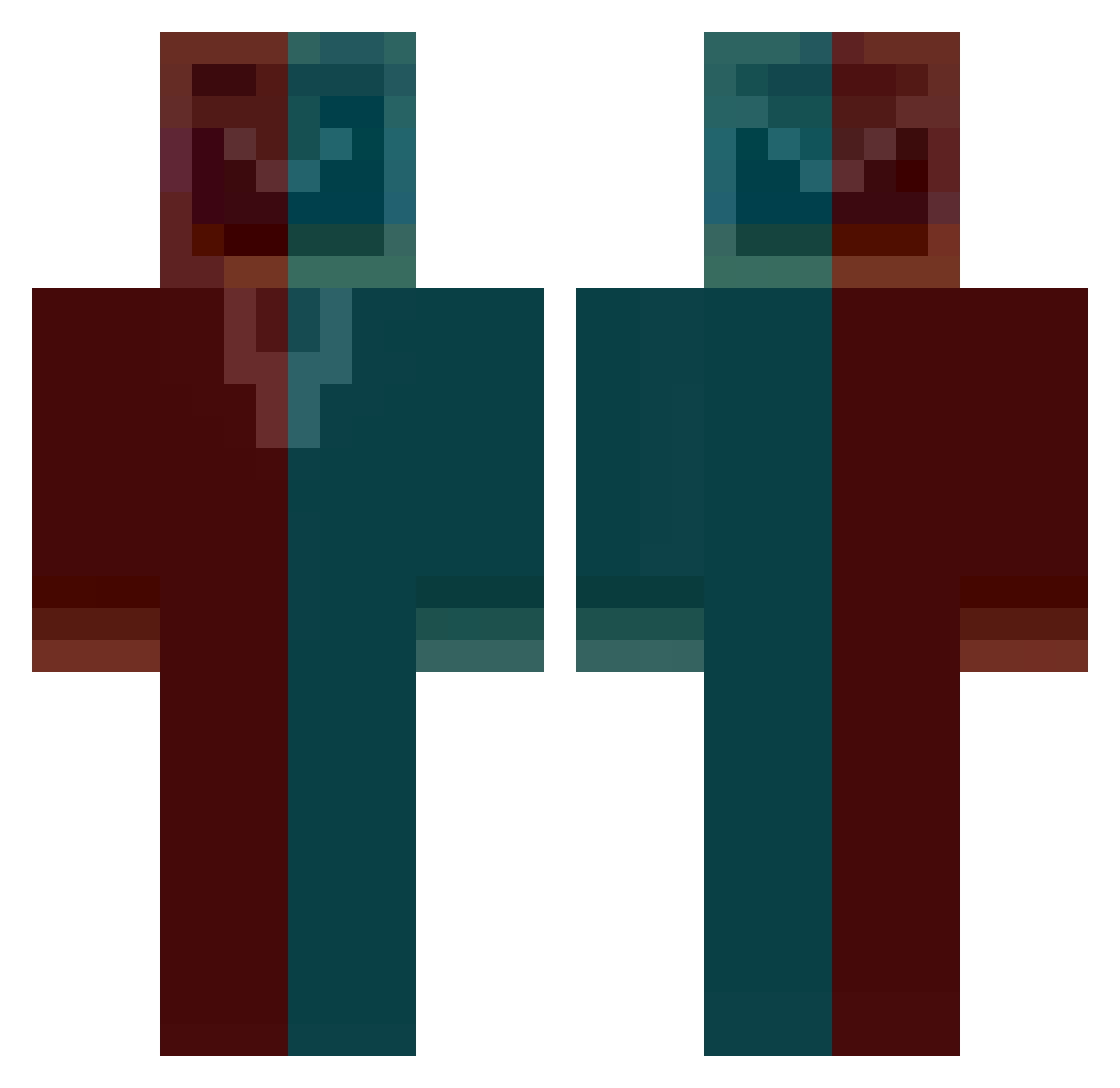Postcard Minecraft skin, front and back view