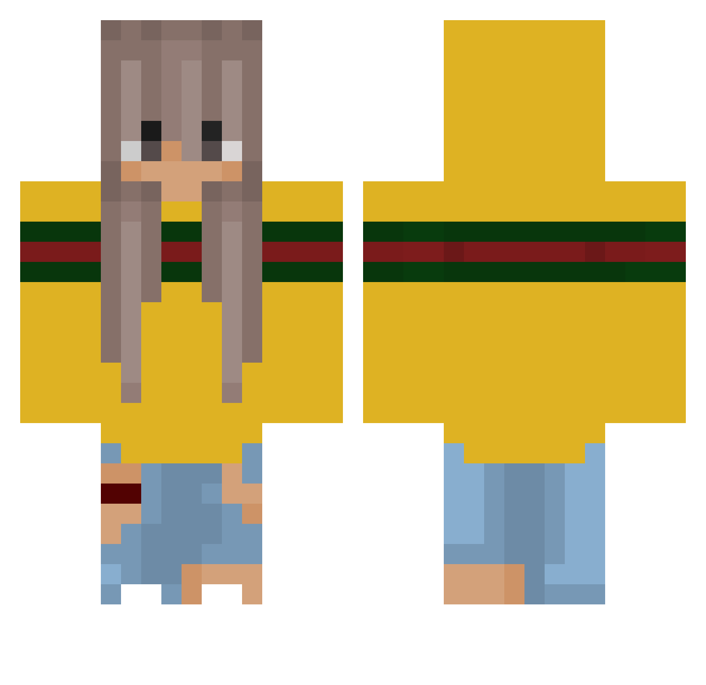 Shakun Minecraft skin, front and back view