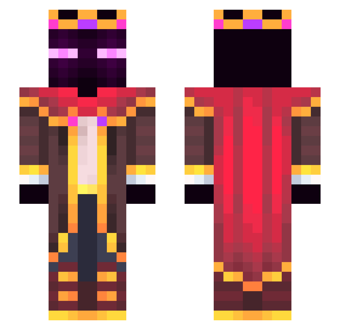 VSRMilox Minecraft skin, front and back view