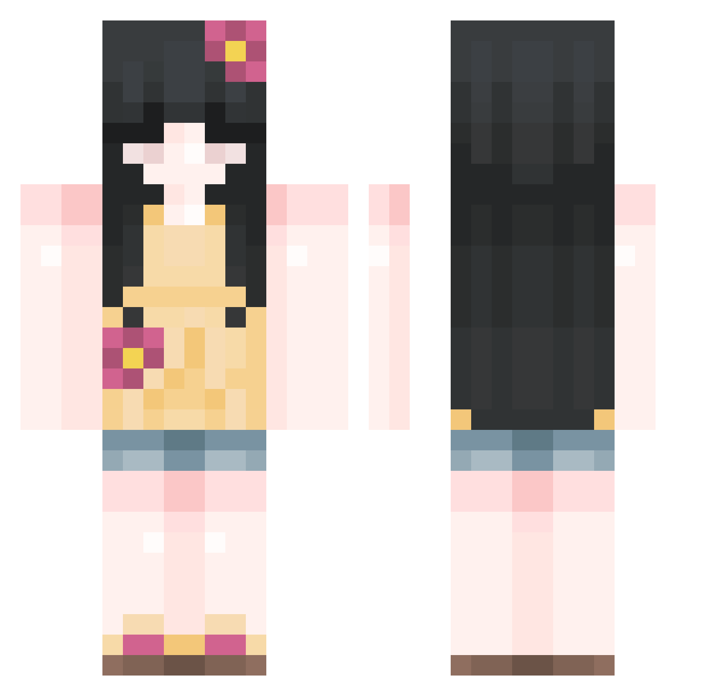 ebbony Minecraft skin, front and back view