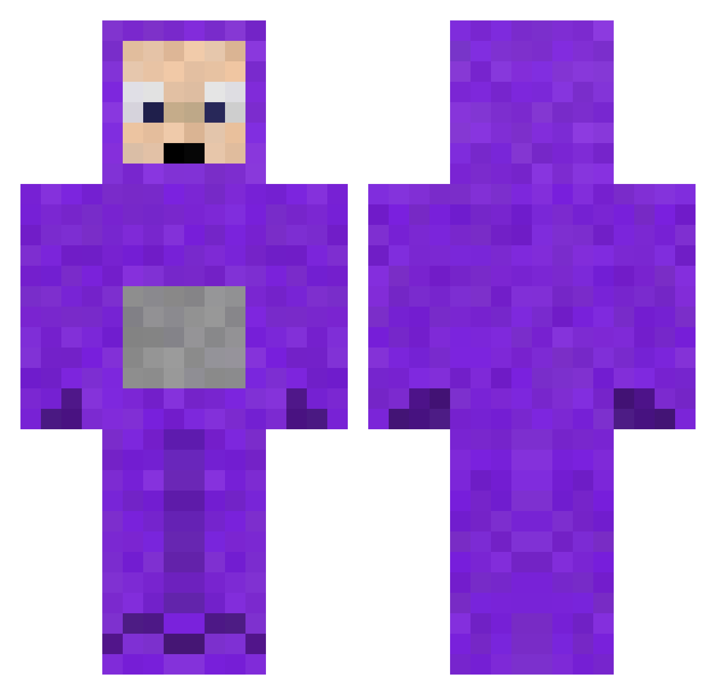 Jackie Minecraft skin, front and back view