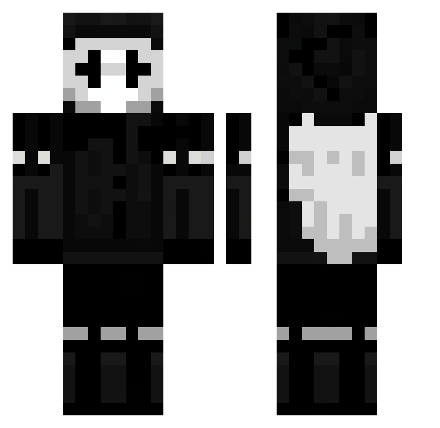 WobsLikesRice Minecraft skin, front and back view