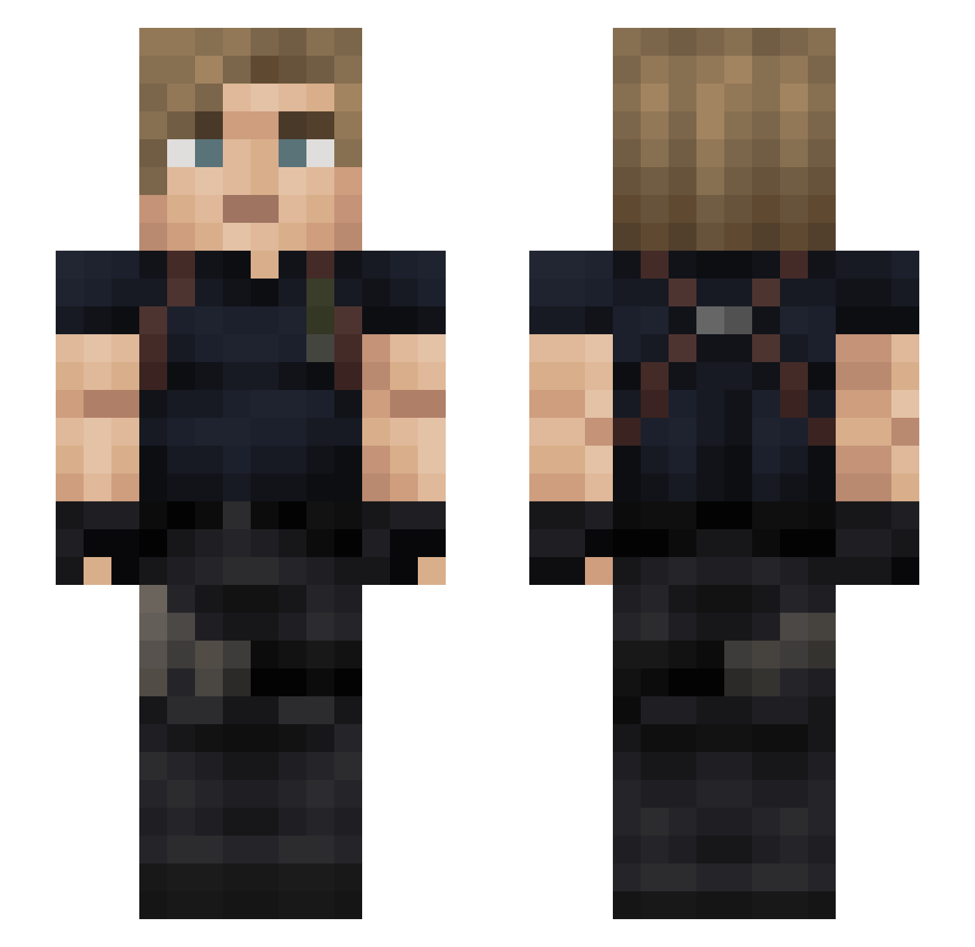 The_Veteran Minecraft skin, front and back view