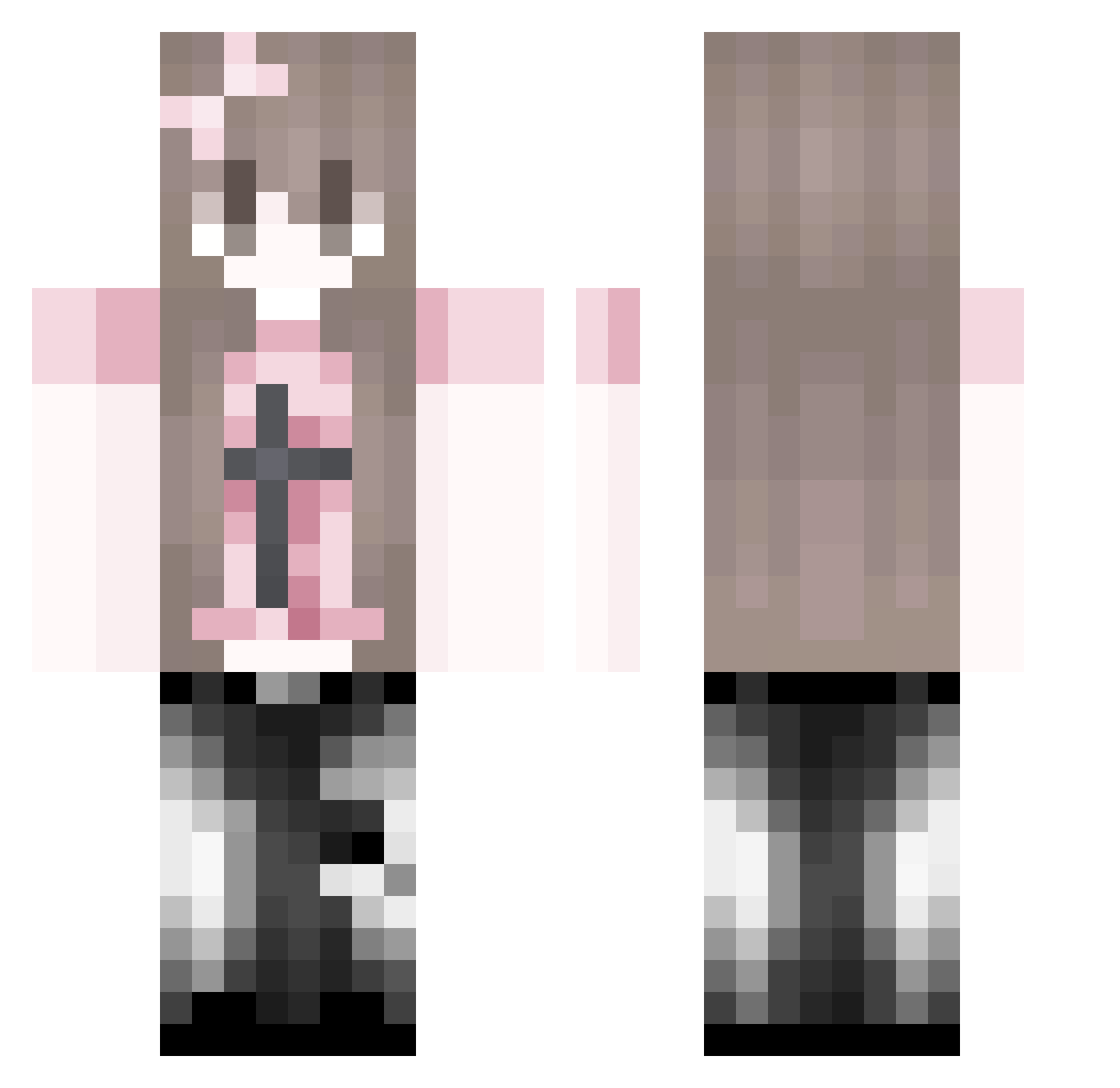 T0KIA Minecraft skin, front and back view
