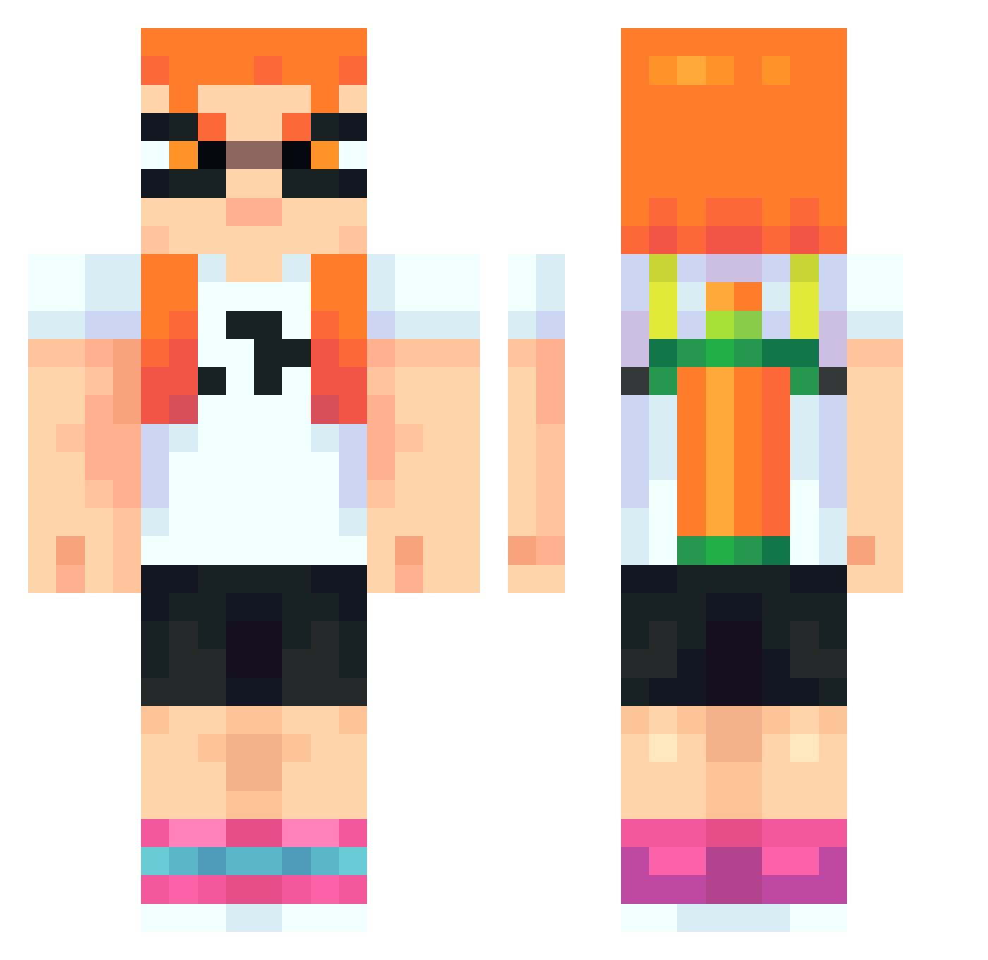 o_UNICORN_o Minecraft skin, front and back view