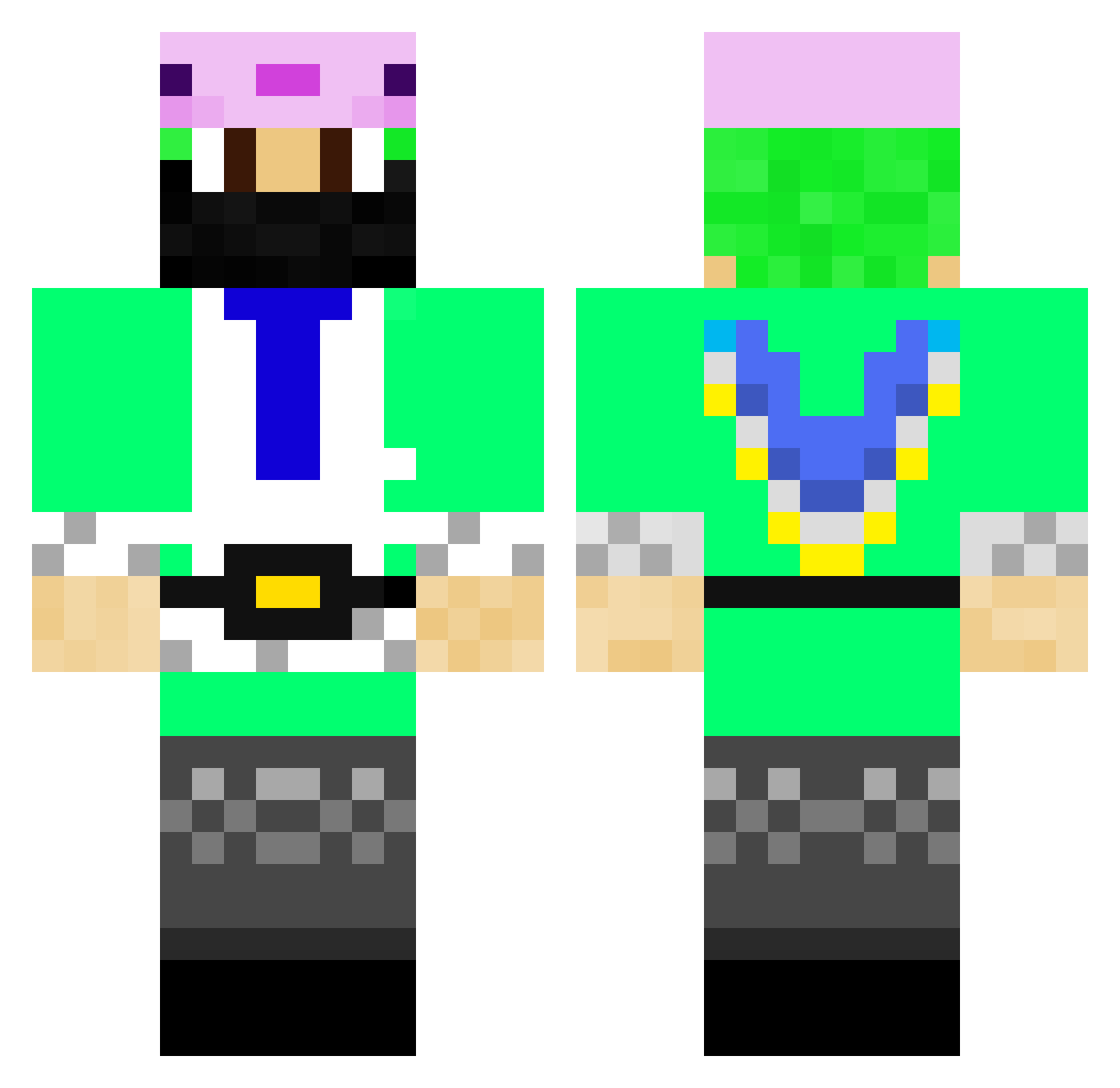 TrebleJeff Minecraft skin, front and back view