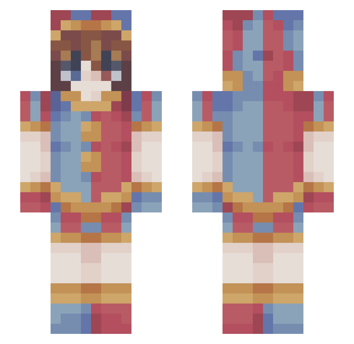 Wedlen Minecraft skin, front and back view