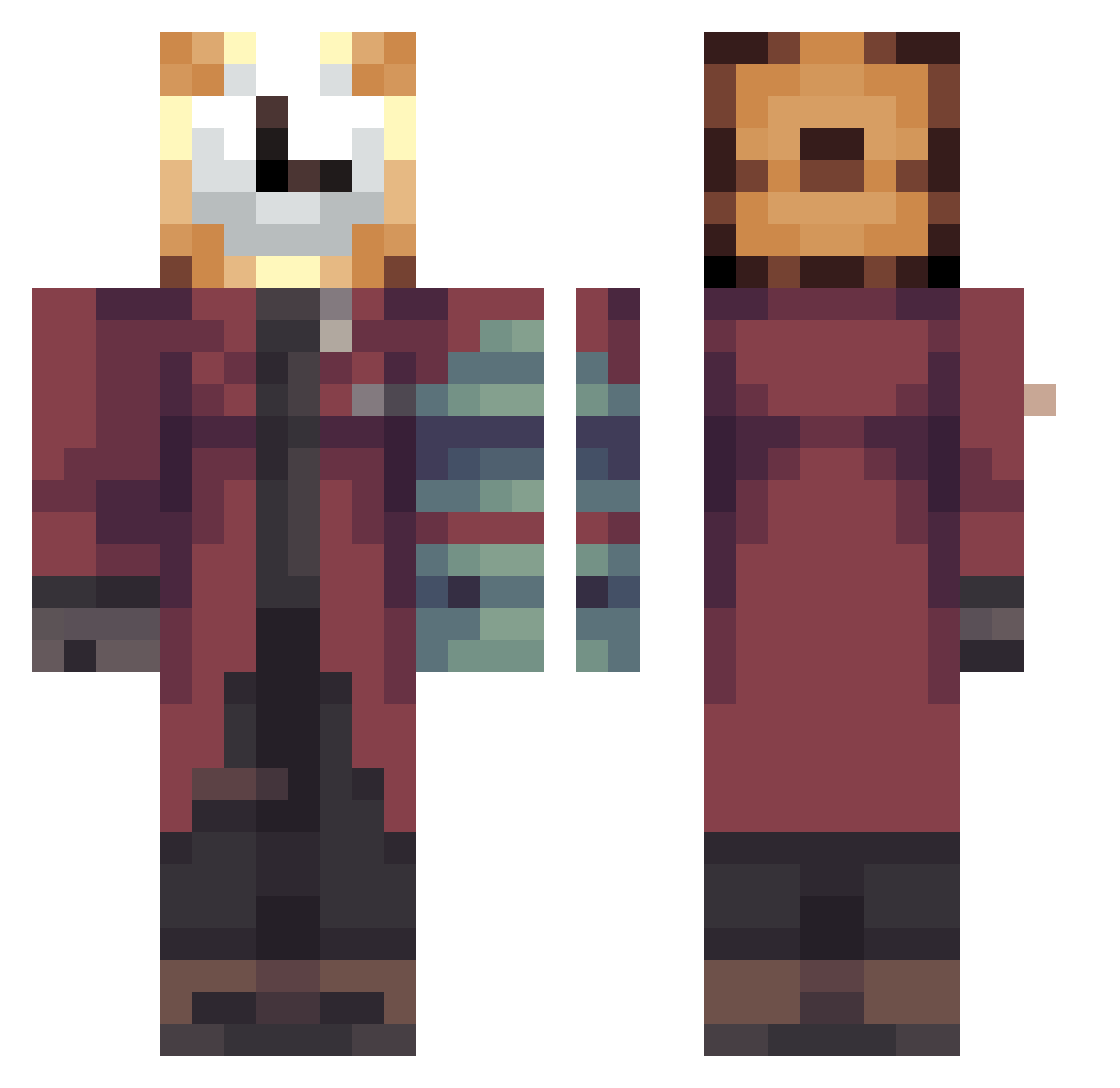 arrwastaken Minecraft skin, front and back view