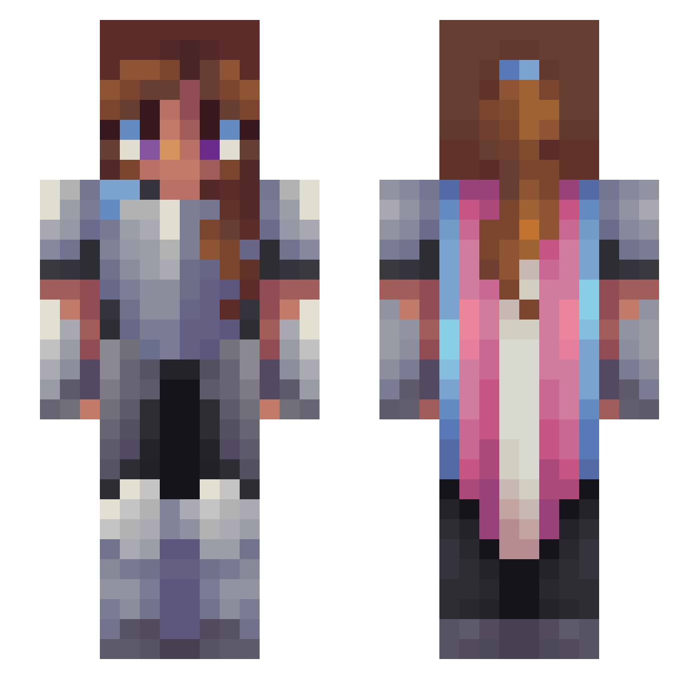 Naaori Minecraft skin, front and back view