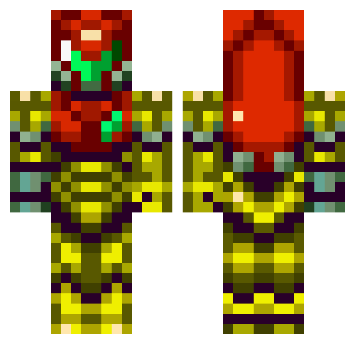 Crevus75 Minecraft skin, front and back view