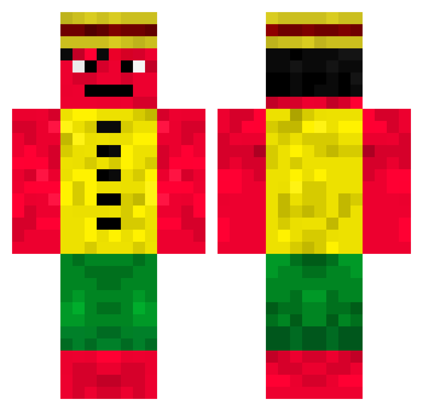 Tomok1TV Minecraft skin, front and back view