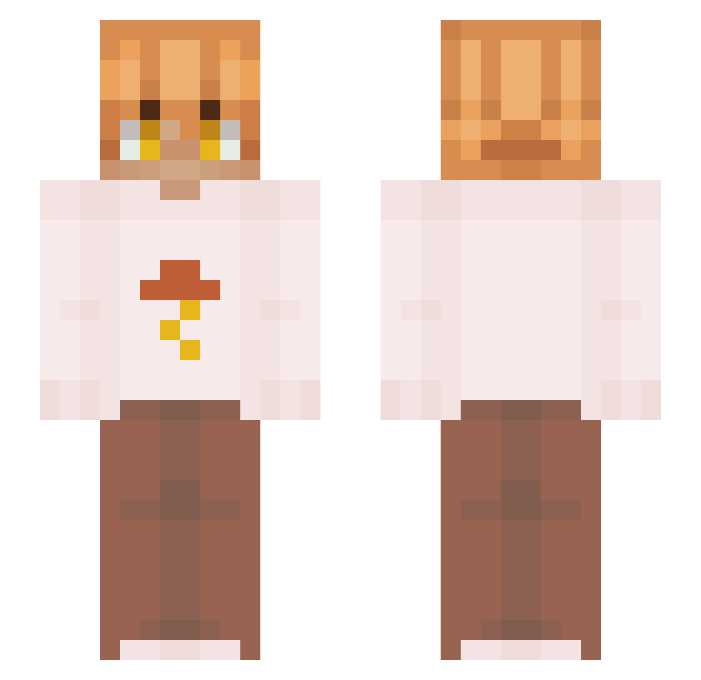 Voltyd Minecraft skin, front and back view