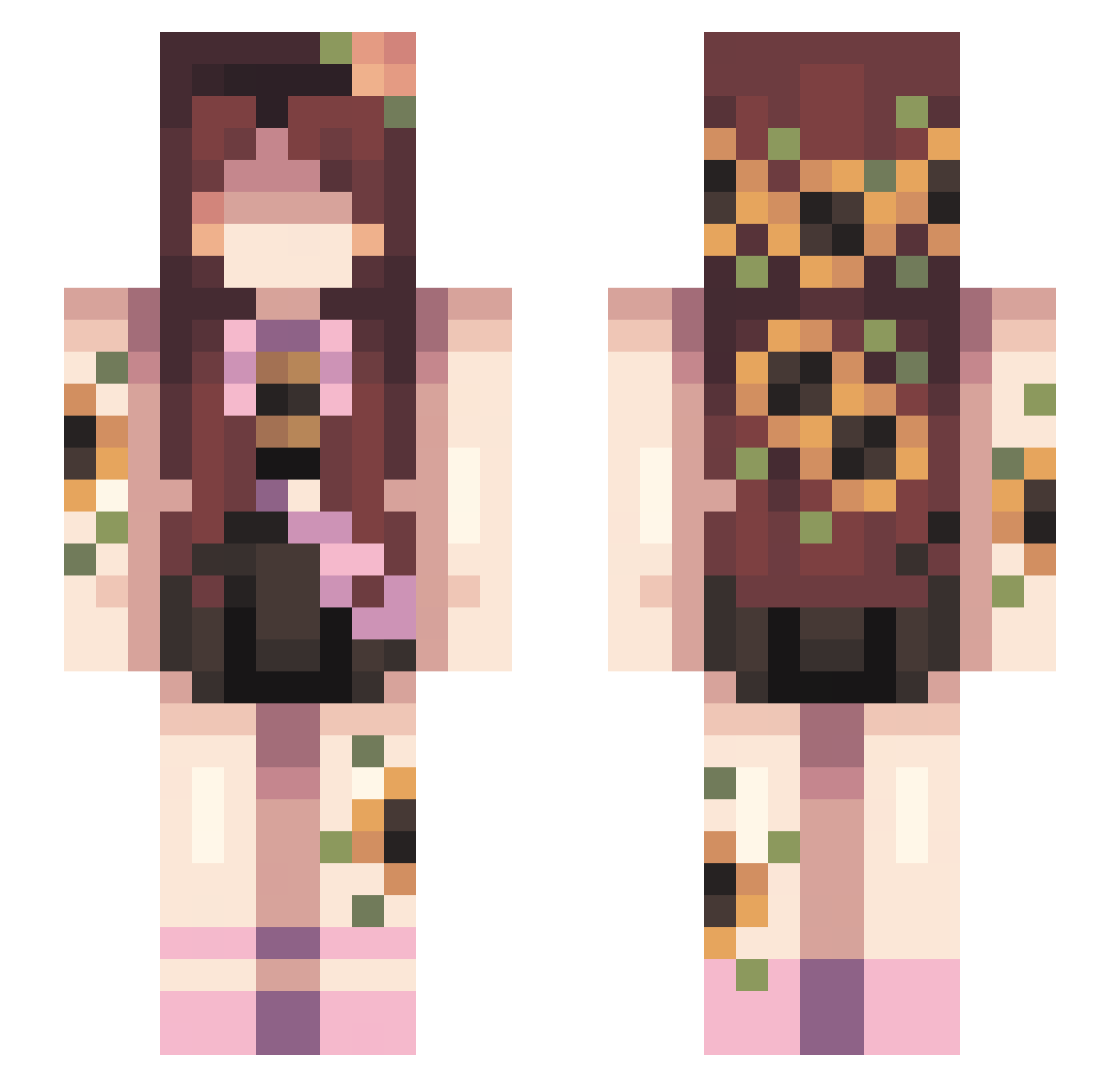 queenazz Minecraft skin, front and back view