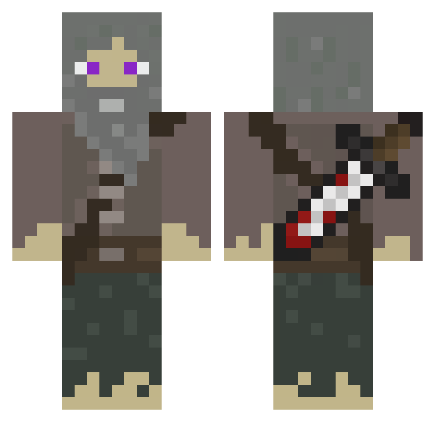 Hehkyle Minecraft skin, front and back view