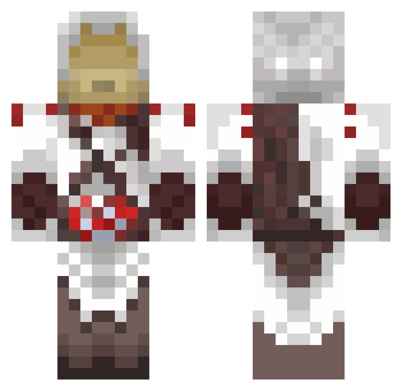 Unboxed Minecraft skin, front and back view