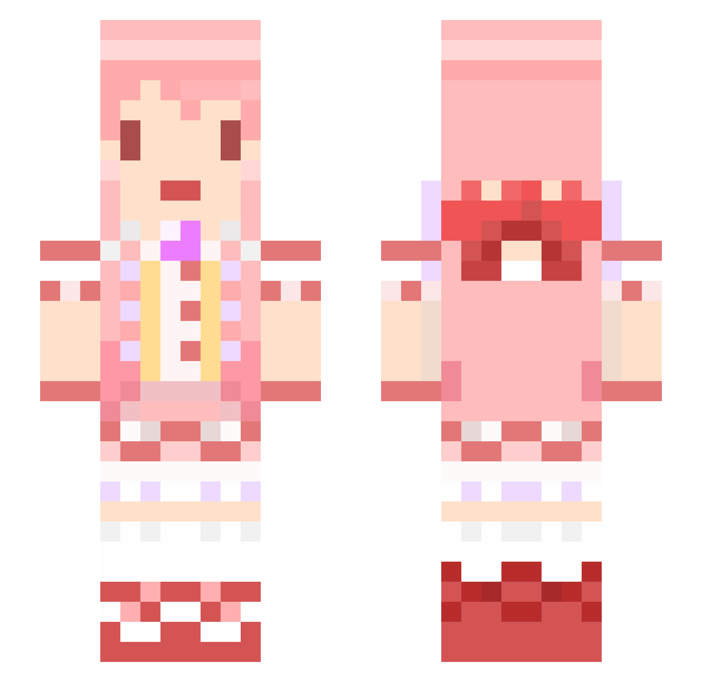 madokas Minecraft skin, front and back view