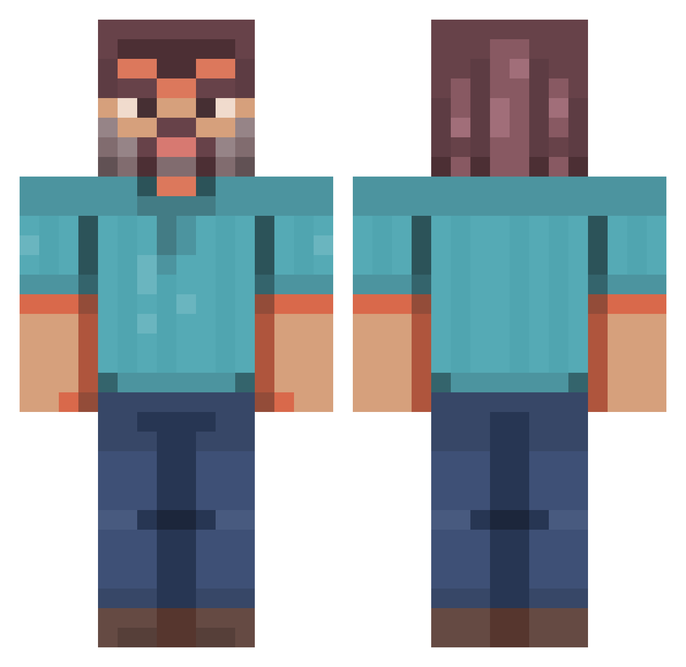 Emursive Minecraft skin, front and back view