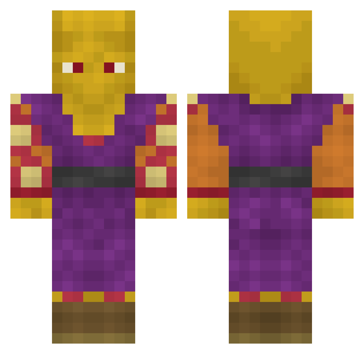 rockacoon Minecraft skin, front and back view