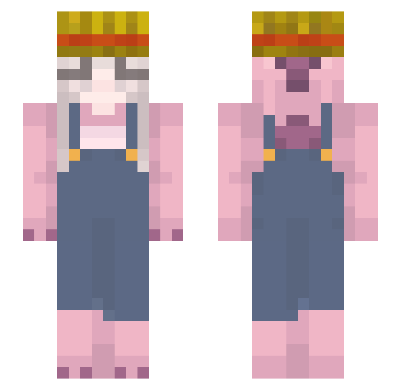 yayavei Minecraft skin, front and back view