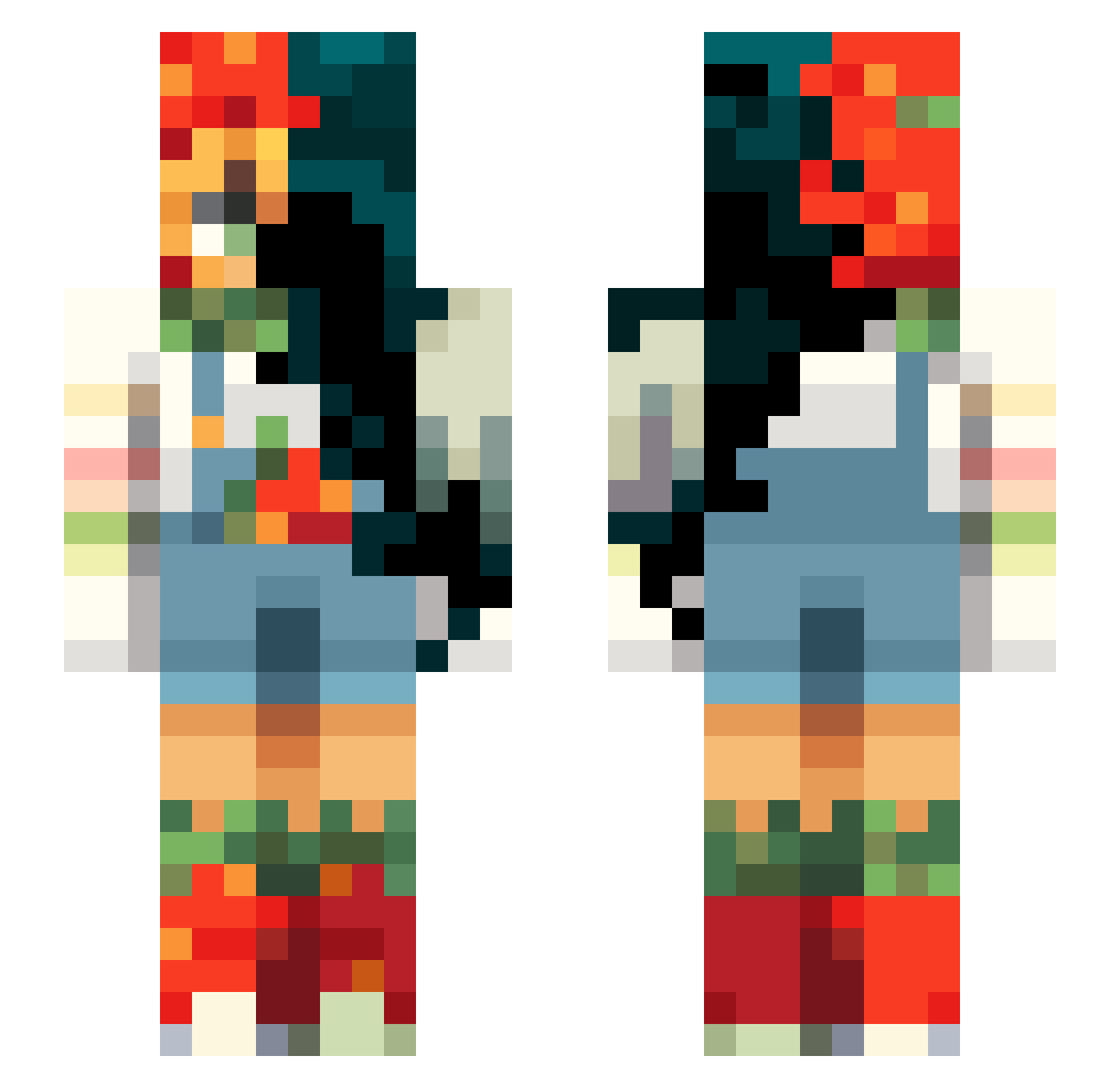 R311s Minecraft skin, front and back view