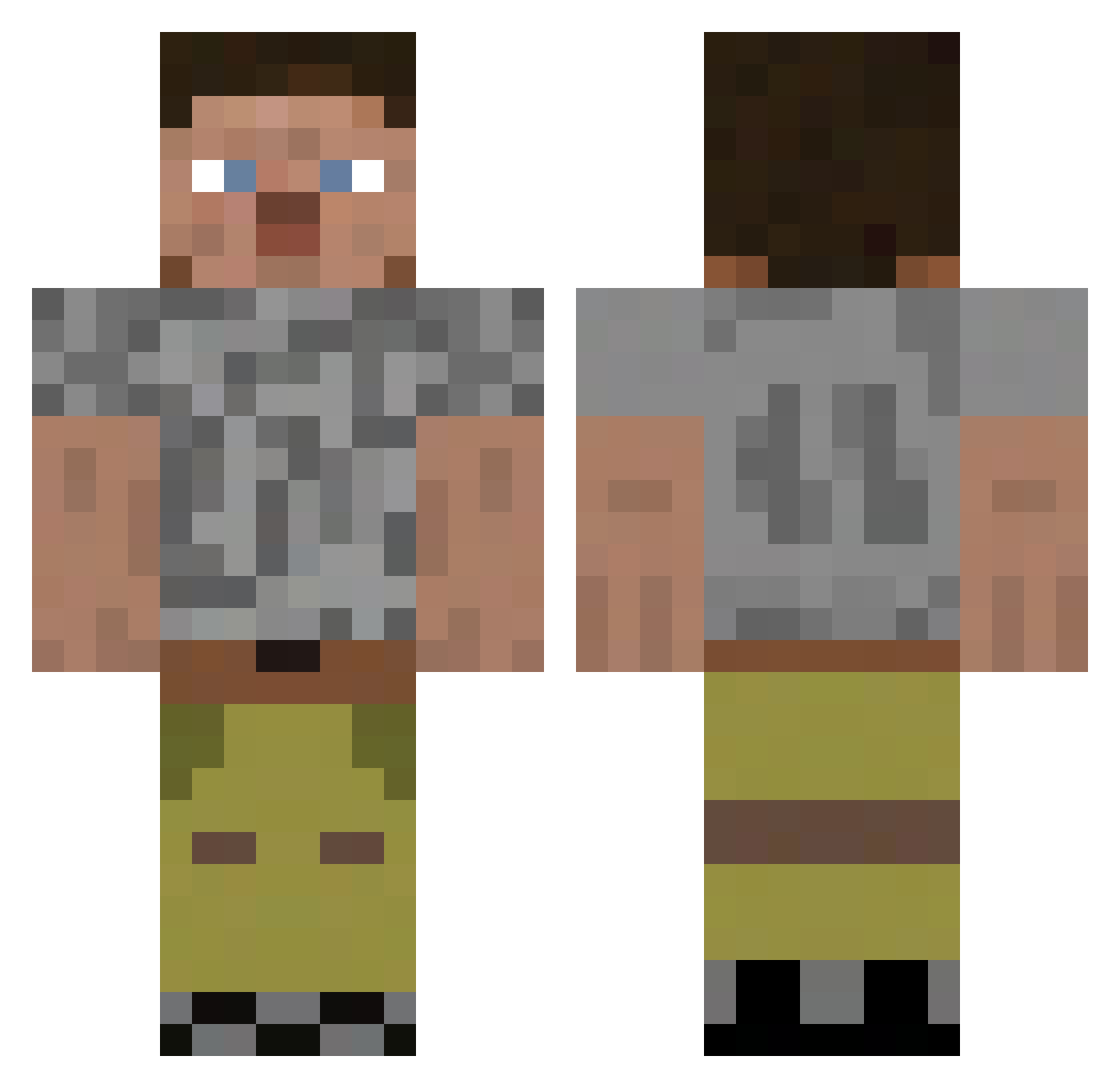 Subverted Minecraft skin, front and back view