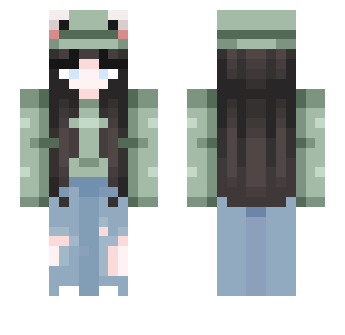 Queeni1i Minecraft skin, front and back view