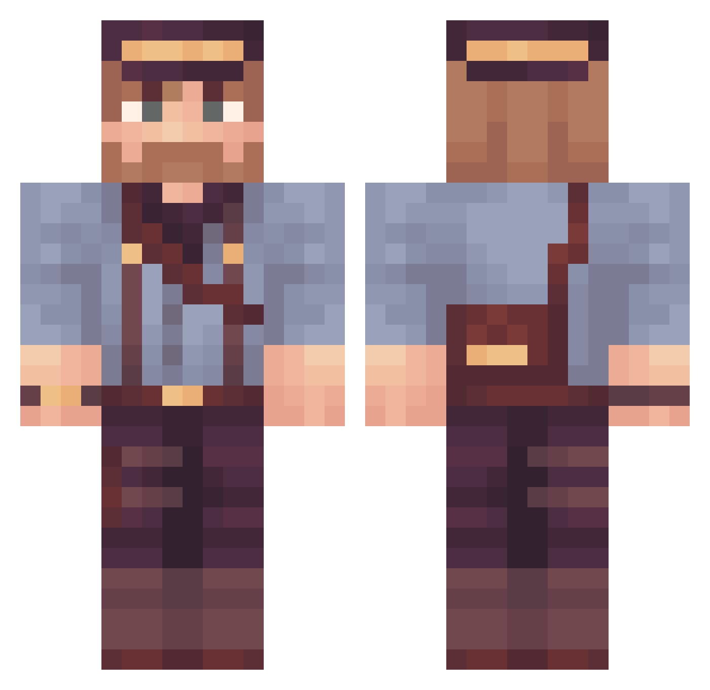 HyzeBR Minecraft skin, front and back view