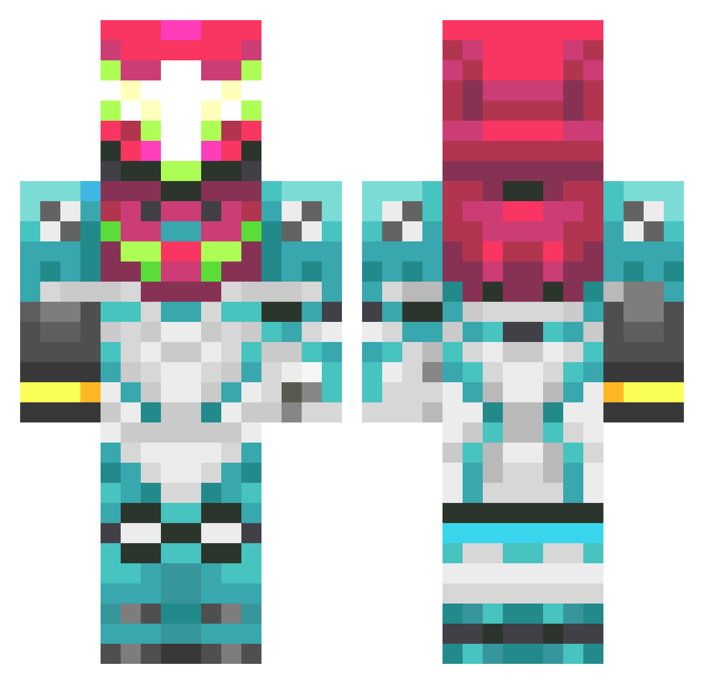 AJPT00 Minecraft skin, front and back view
