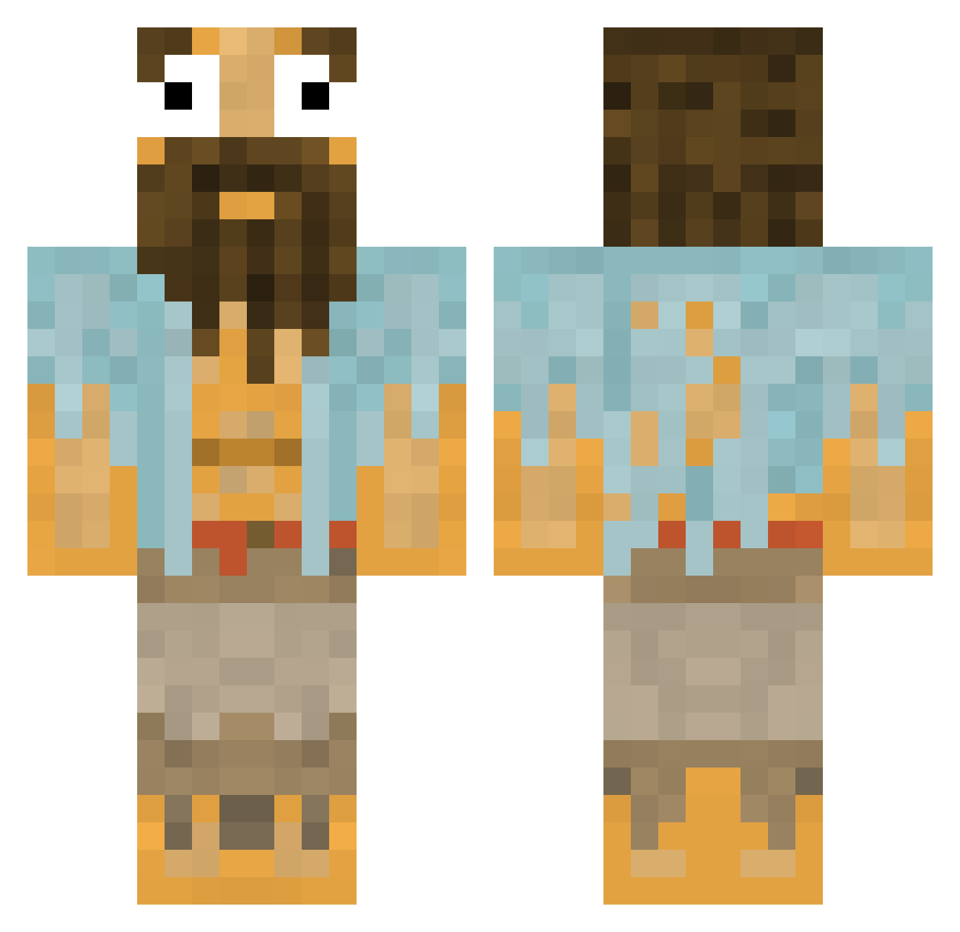 TheCastaway02 Minecraft skin, front and back view