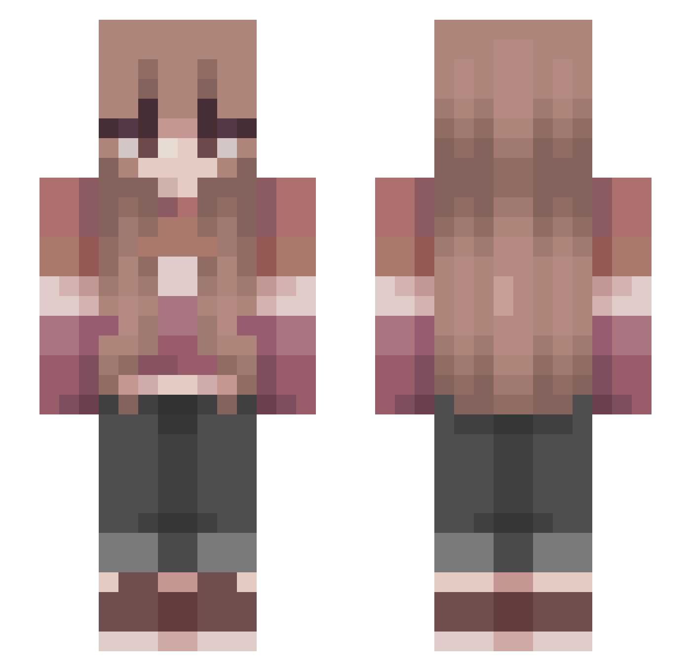slues Minecraft skin, front and back view