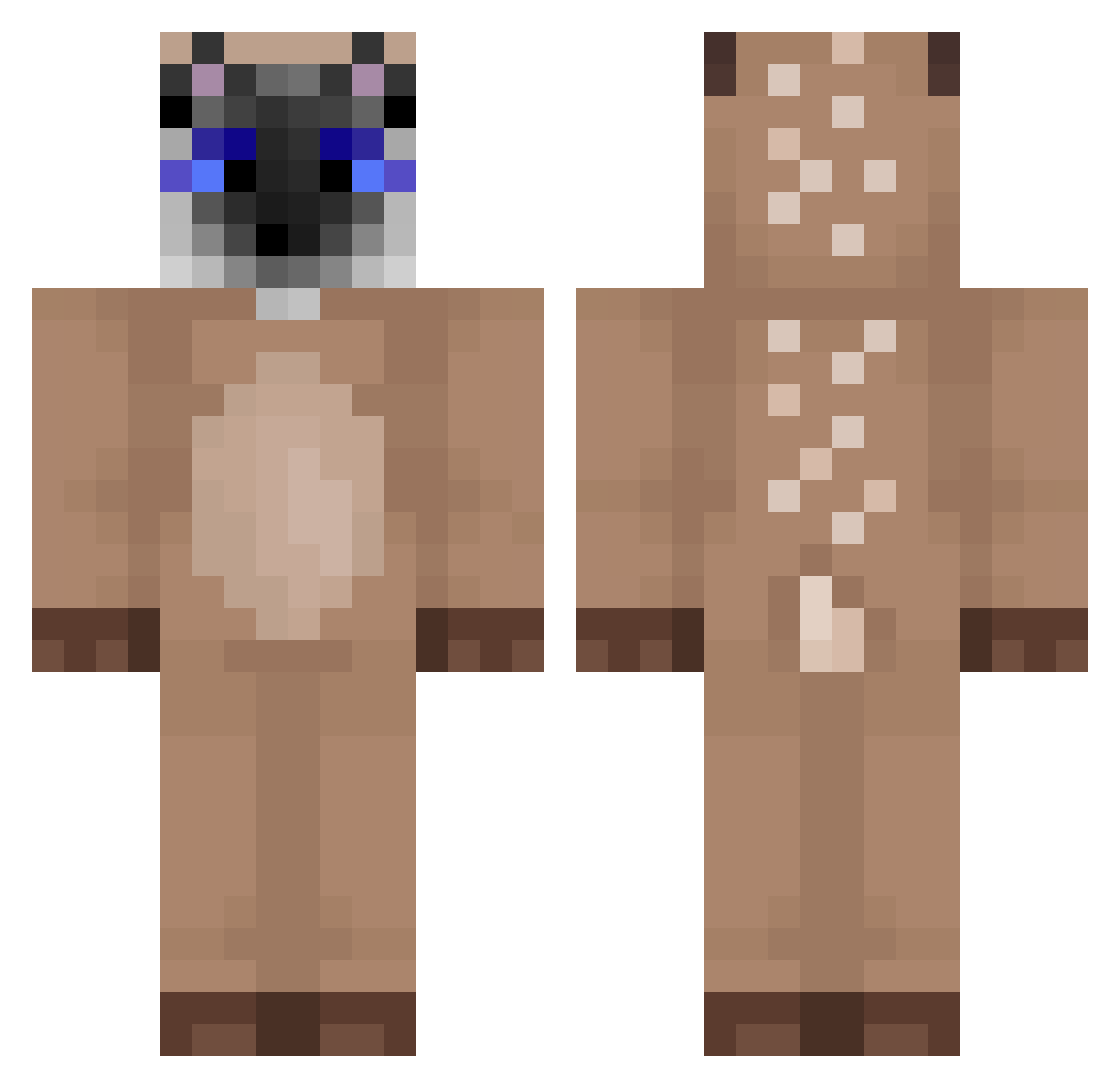 Cateroos Minecraft skin, front and back view