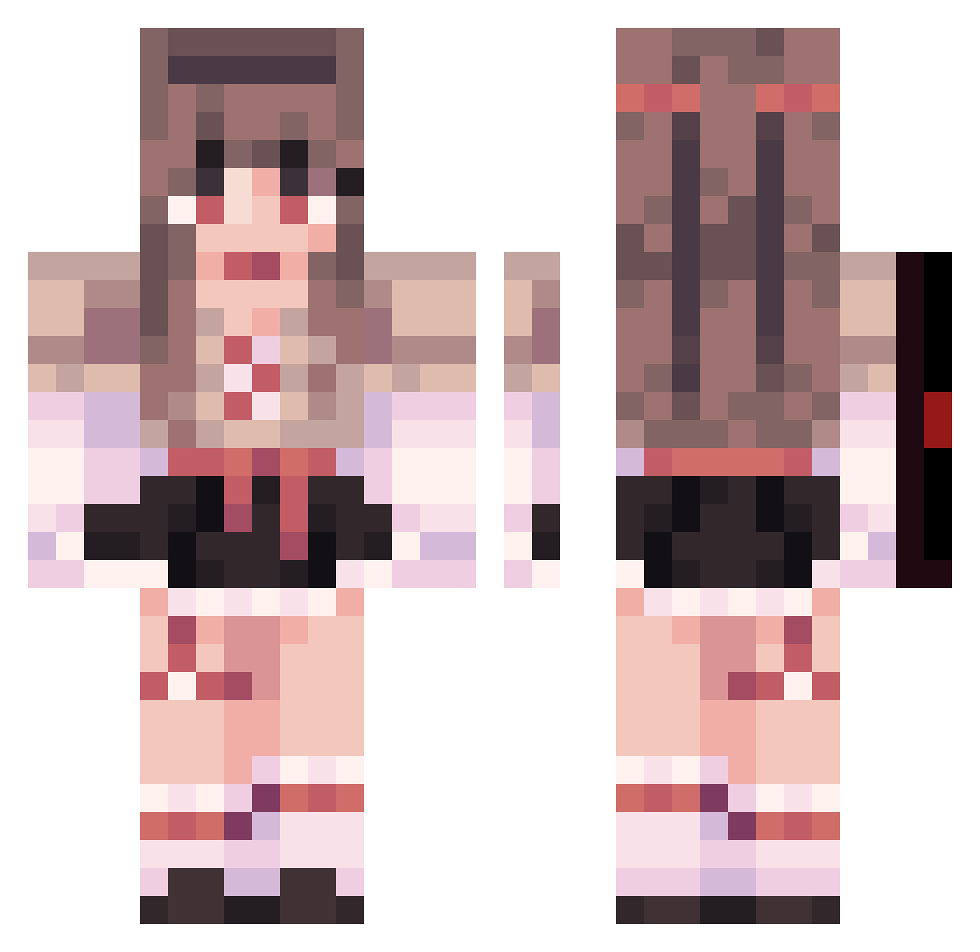 xAngelic_Devilx Minecraft skin, front and back view