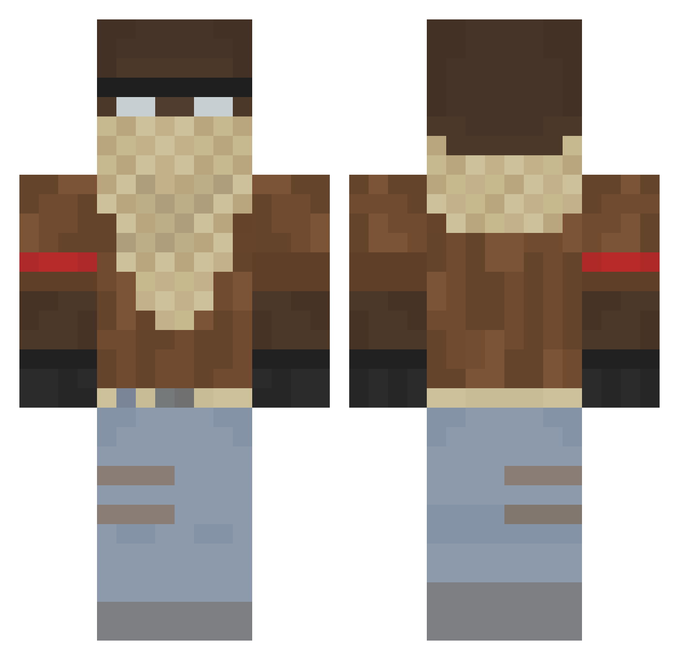 VinceG Minecraft skin, front and back view