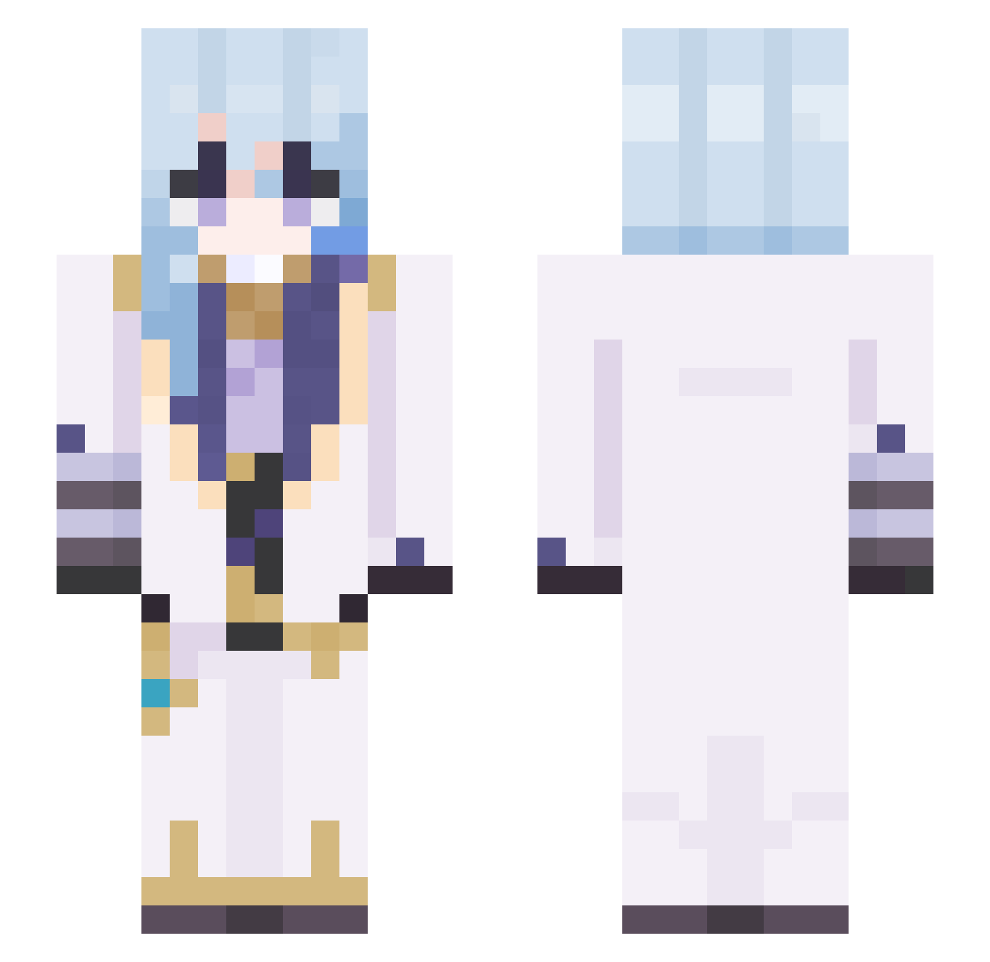 Tartagglia Minecraft skin, front and back view