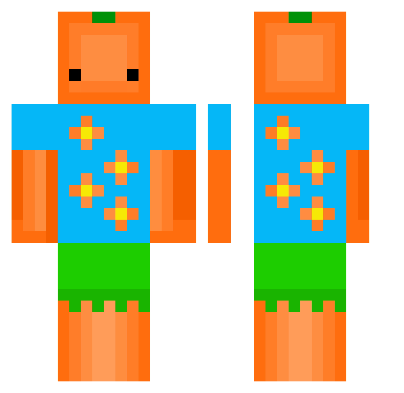 CamKudo Minecraft skin, front and back view