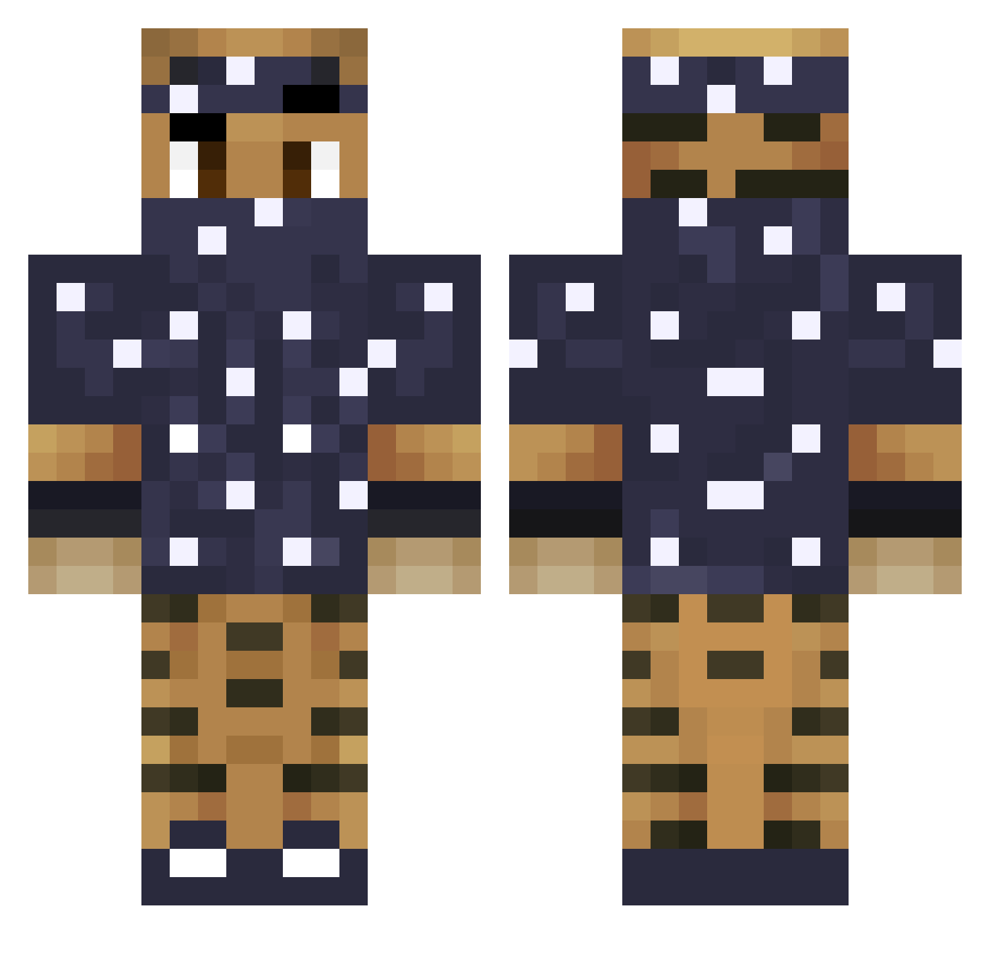 UnsocialDog Minecraft skin, front and back view