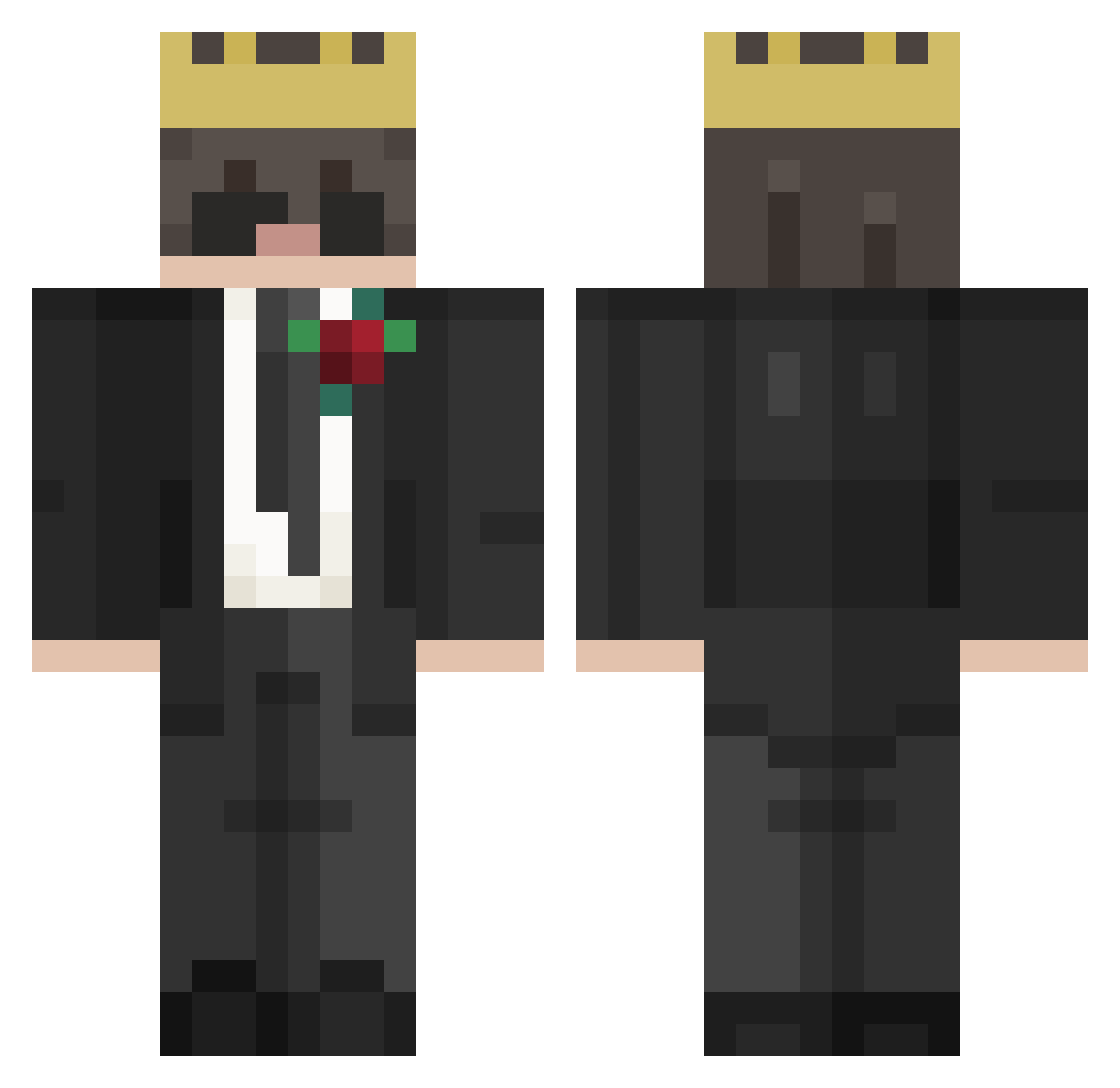 SkySphinx Minecraft skin, front and back view