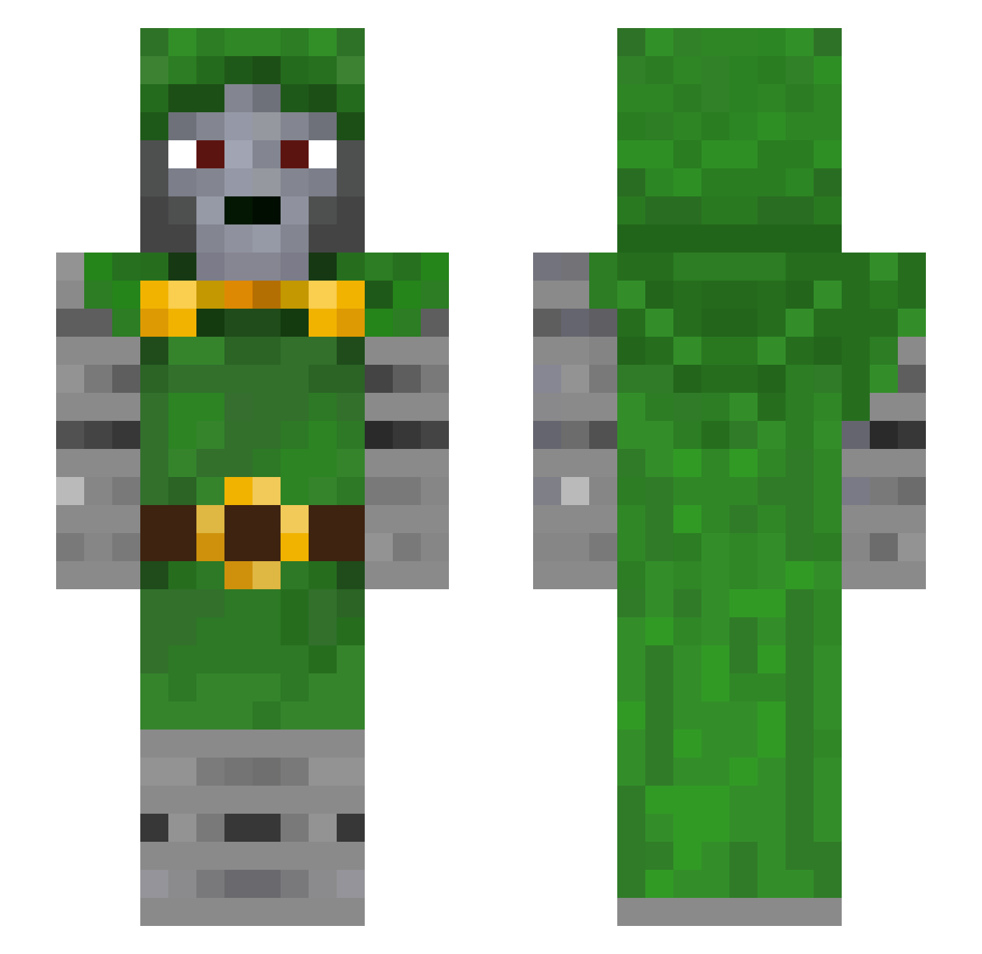 Idiotik Minecraft skin, front and back view