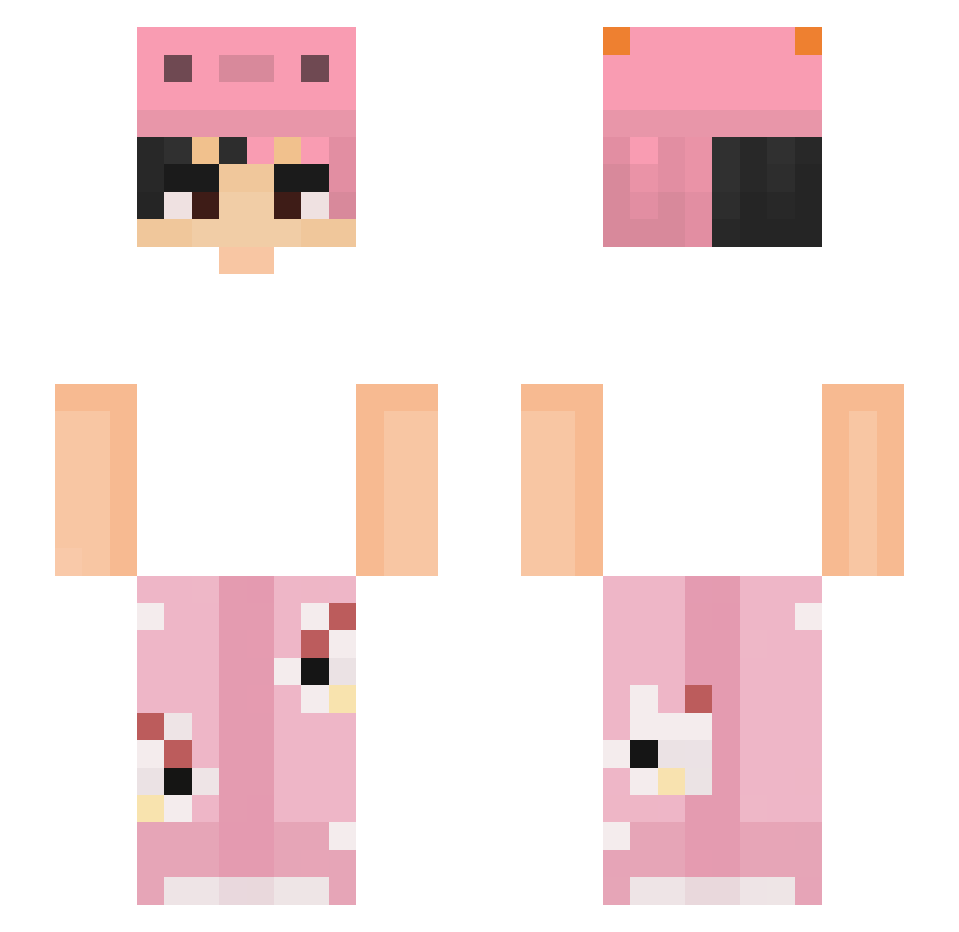 Shnipoud Minecraft skin, front and back view