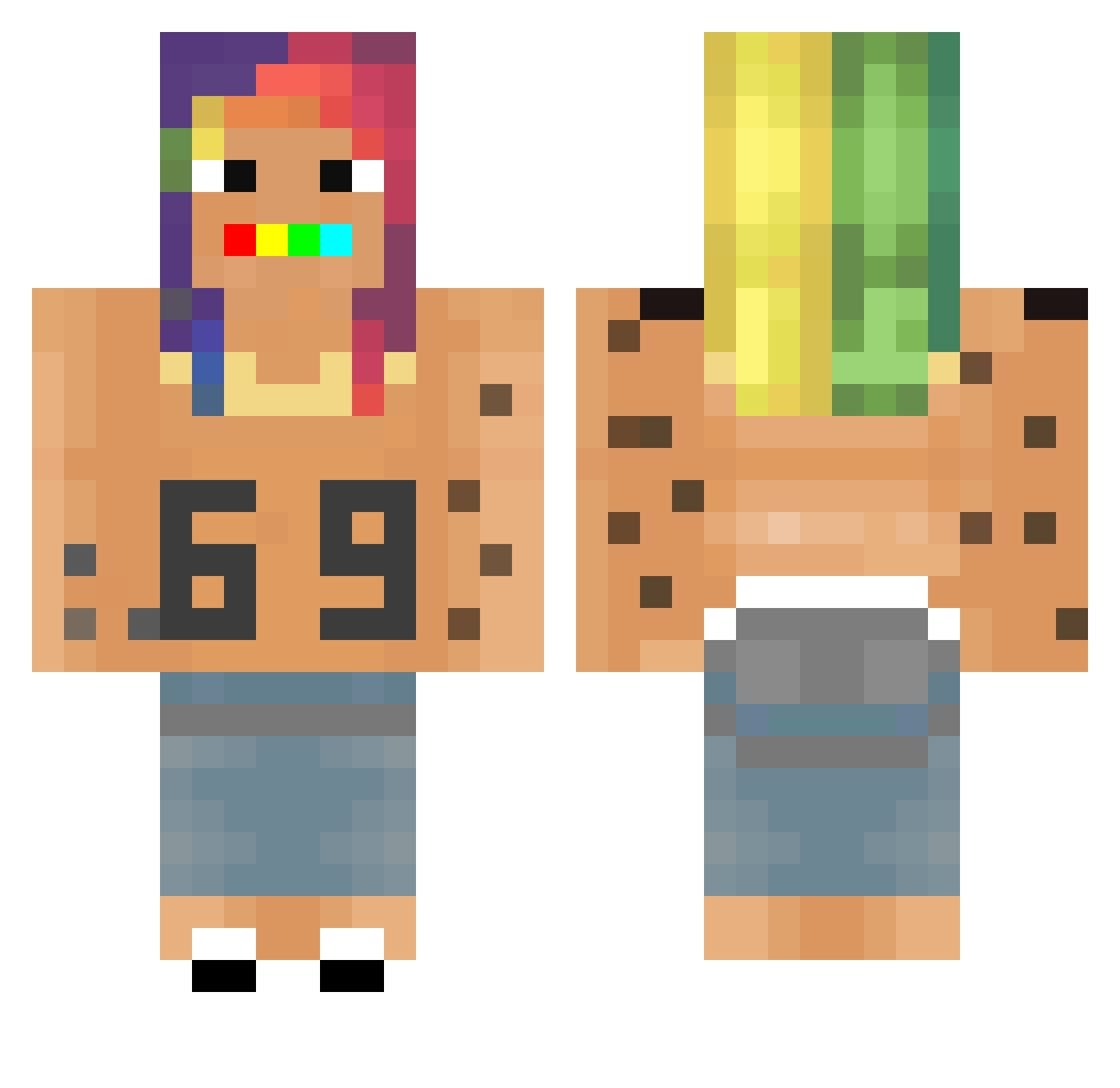 wllp Minecraft skin, front and back view