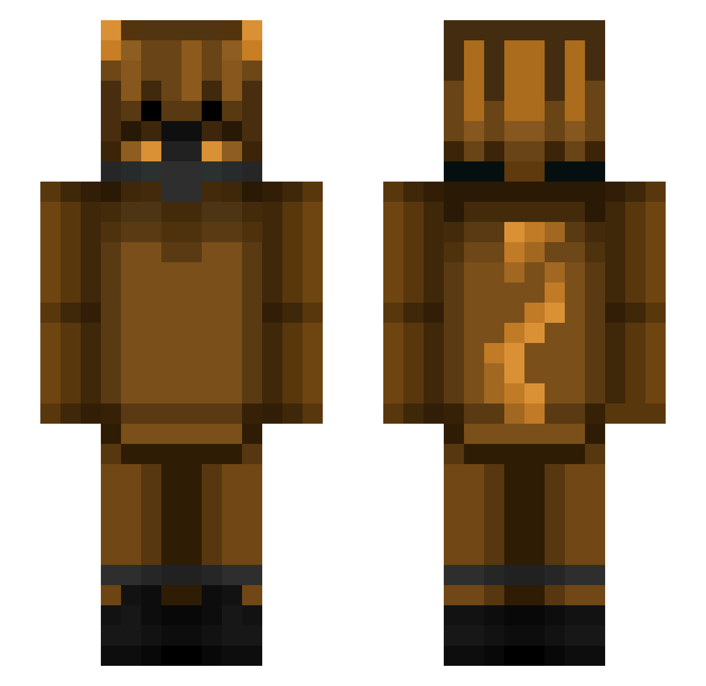 xdpmonio Minecraft skin, front and back view