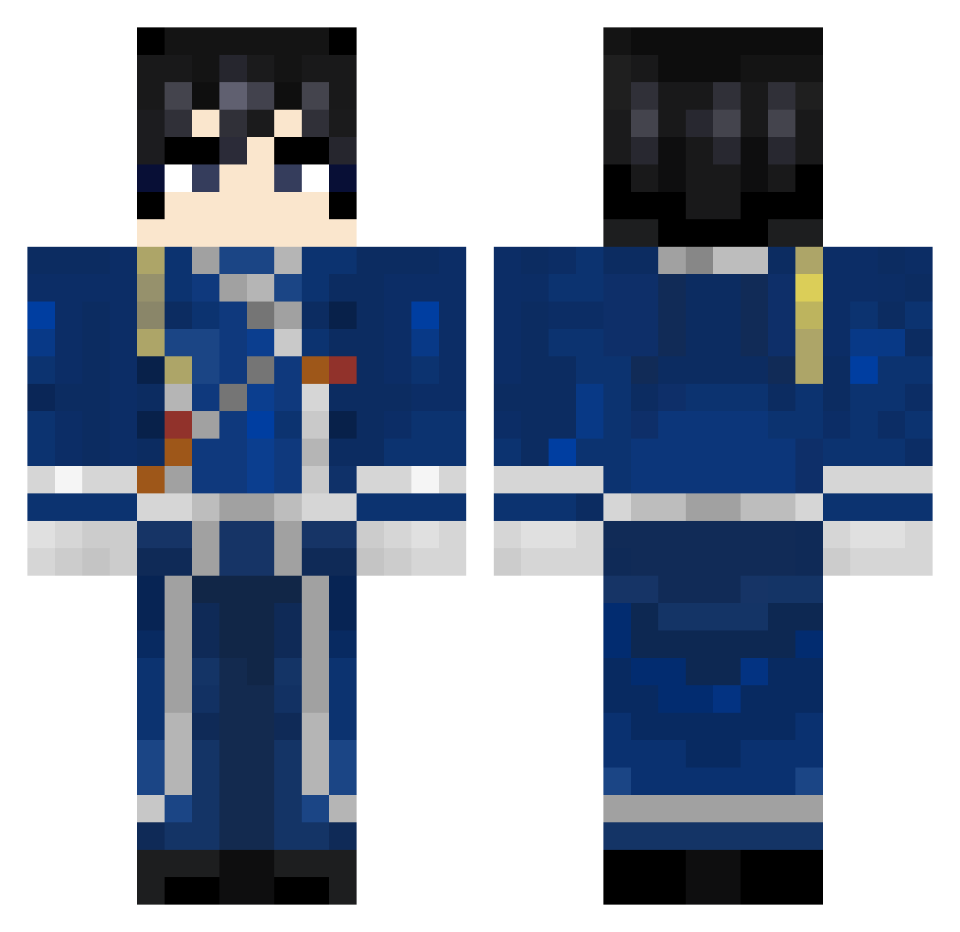 Jazzypyromaniac Minecraft skin, front and back view