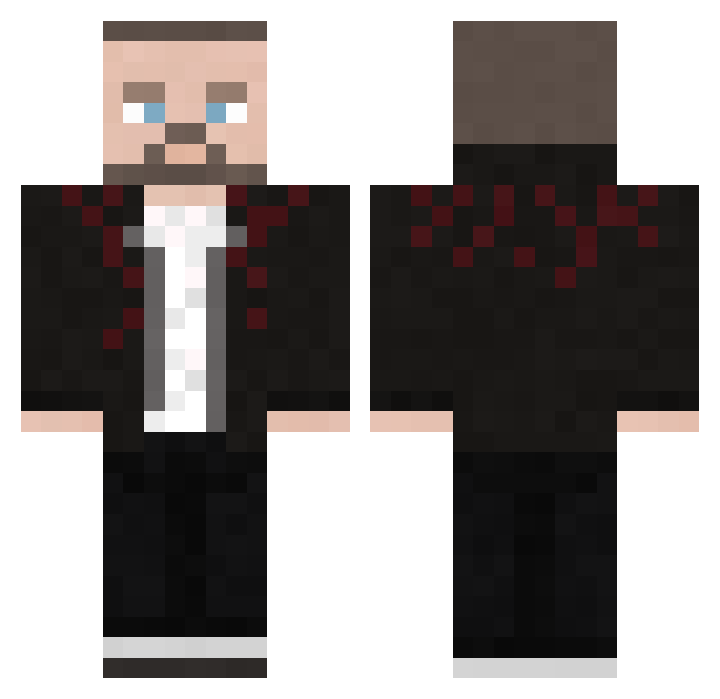 PR10RITY Minecraft skin, front and back view