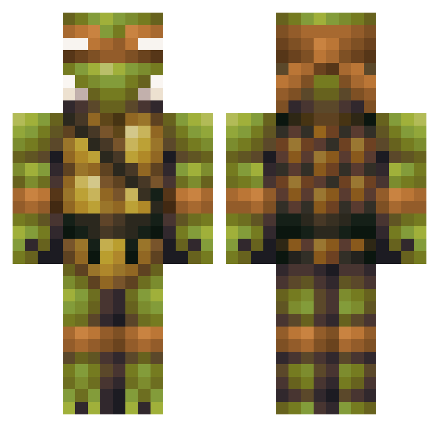 Grasmat0 Minecraft skin, front and back view